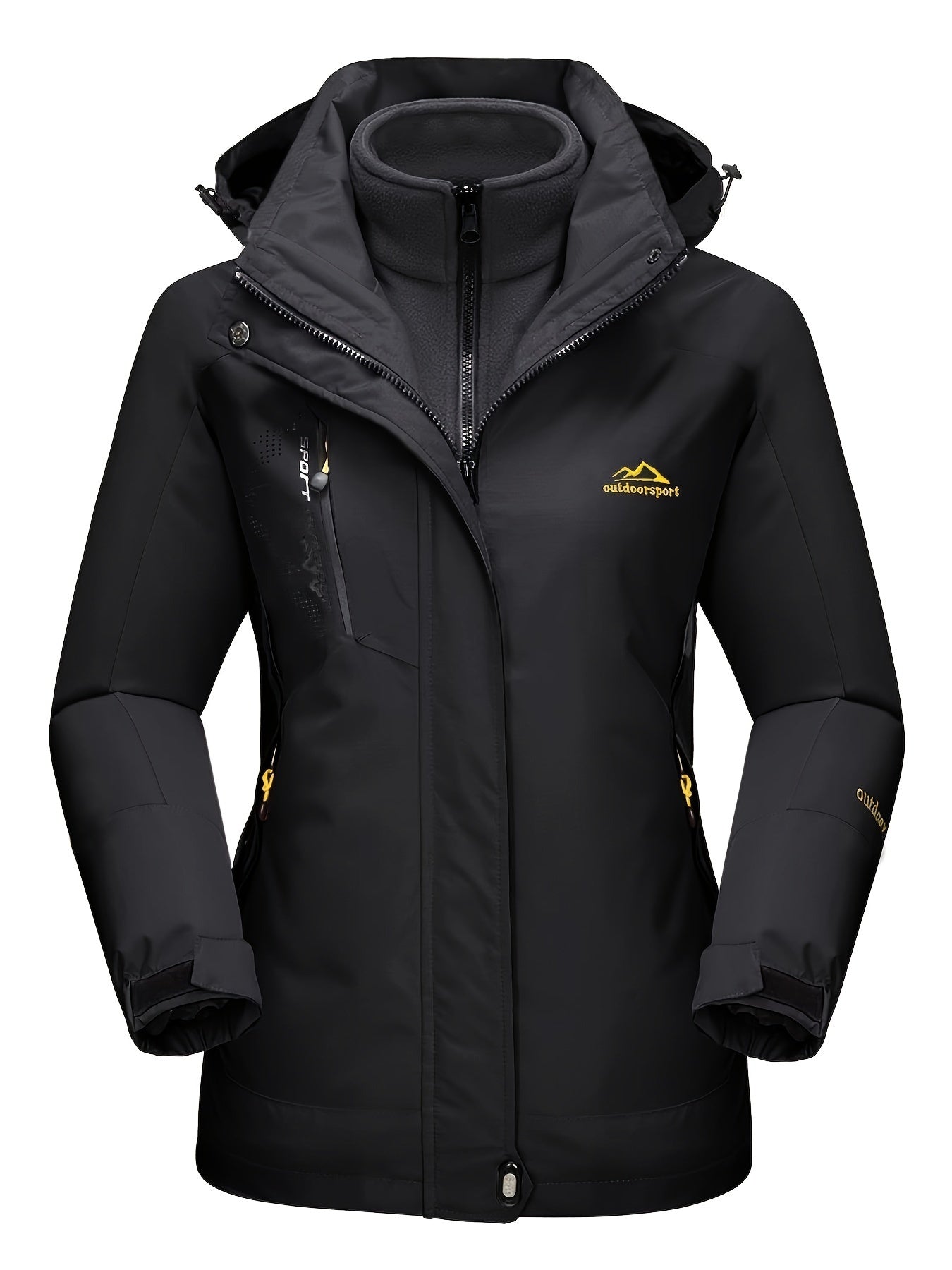Women 3-in-1 Waterproof Winter Coat, Fleece Lined,Two-Piece Suit, Hooded Ski & Hiking Jacket