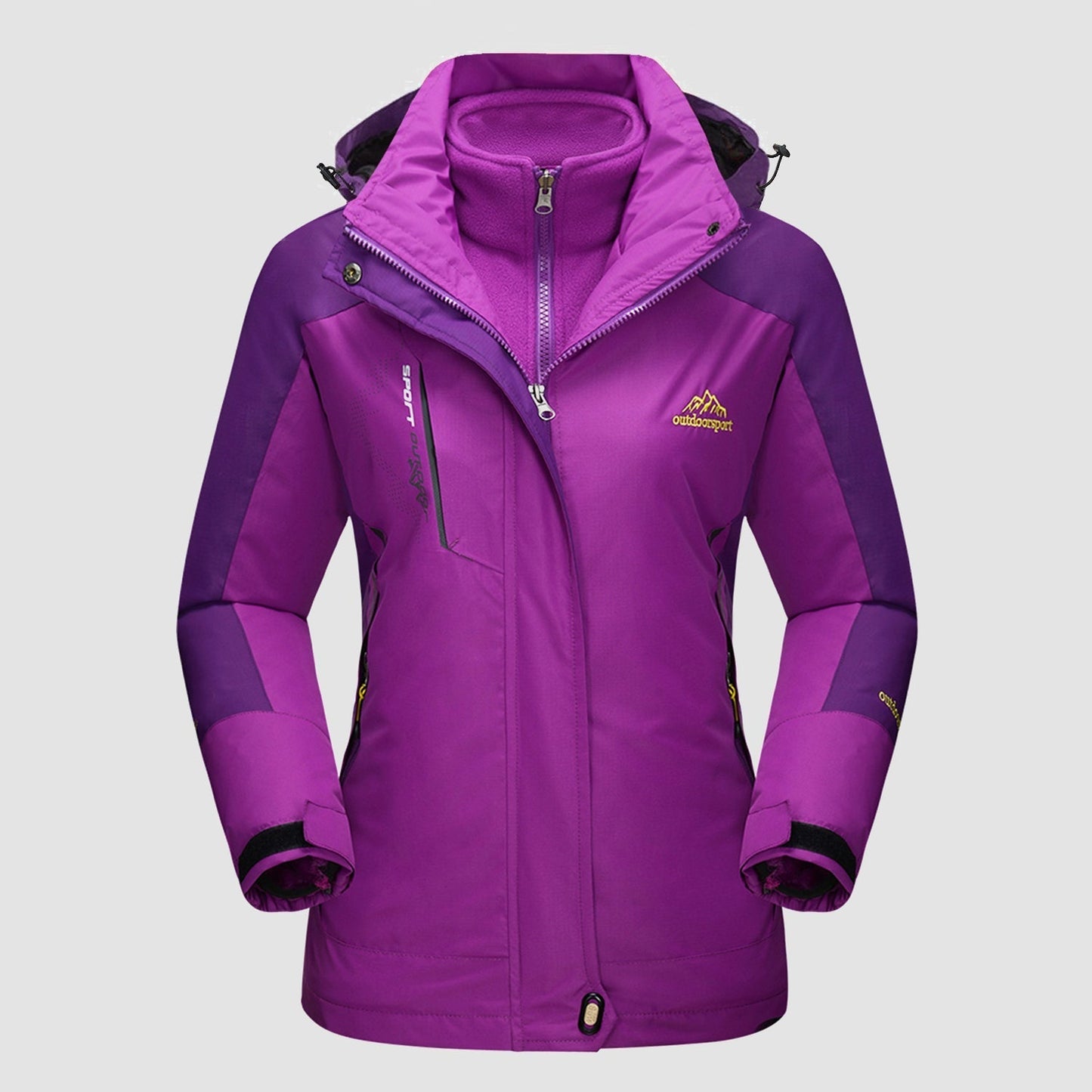 Women 3-in-1 Waterproof Winter Coat, Fleece Lined,Two-Piece Suit, Hooded Ski & Hiking Jacket