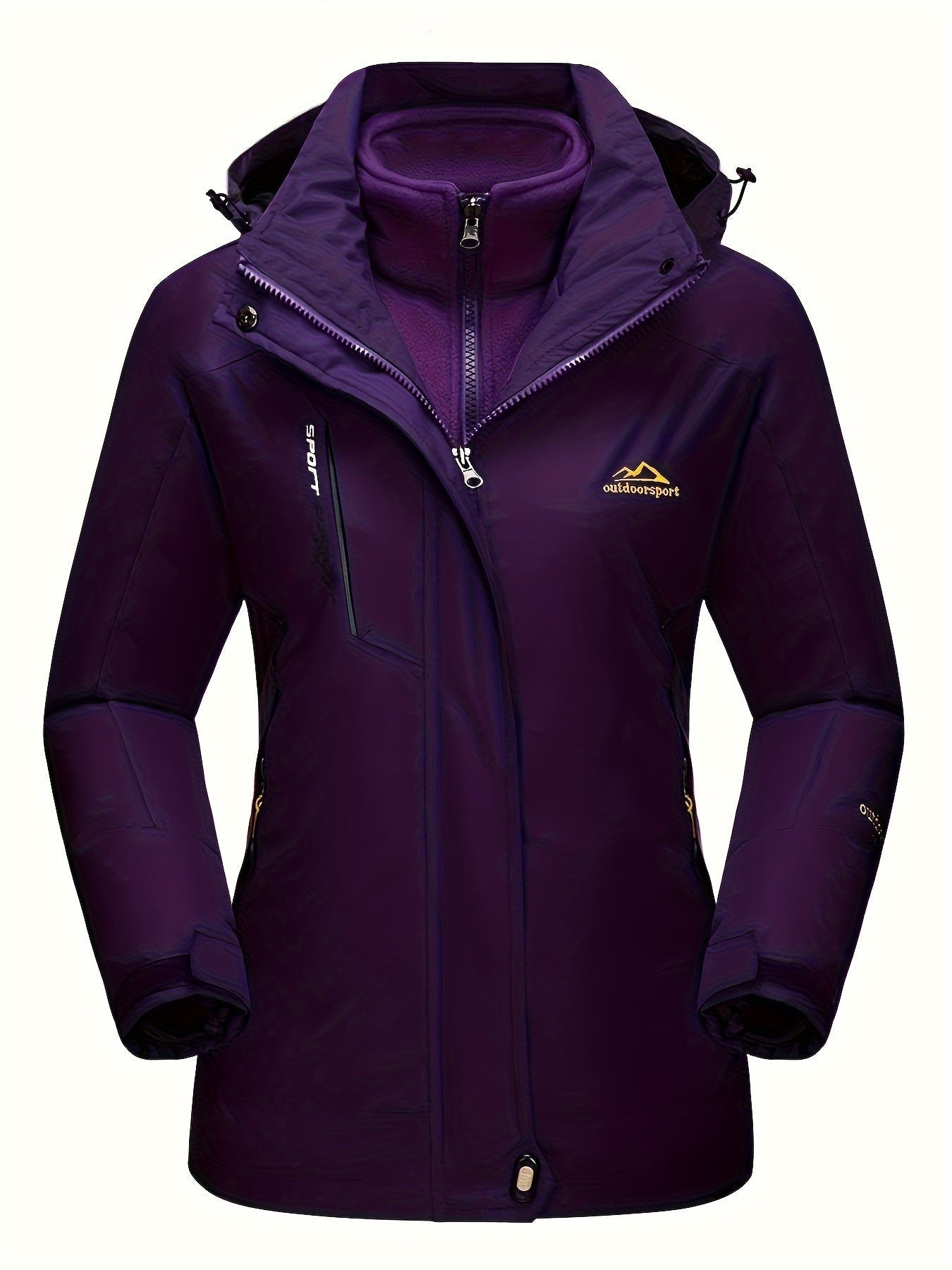Women 3-in-1 Waterproof Winter Coat, Fleece Lined,Two-Piece Suit, Hooded Ski & Hiking Jacket
