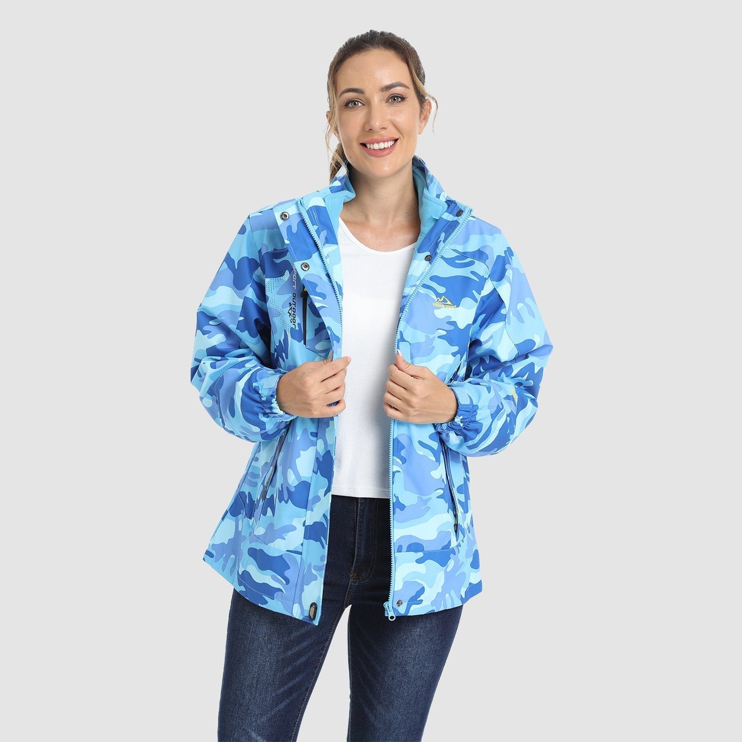Women 3-in-1 Waterproof Winter Coat, Fleece Lined,Two-Piece Suit, Hooded Ski & Hiking Jacket